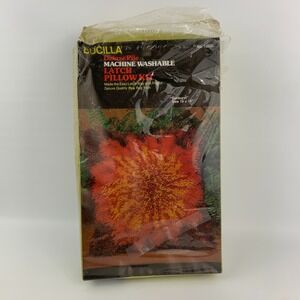 Vintage Bucilla Sunburst Sun Latch Pillow Kit #12520 15x15 NOS Damaged Box